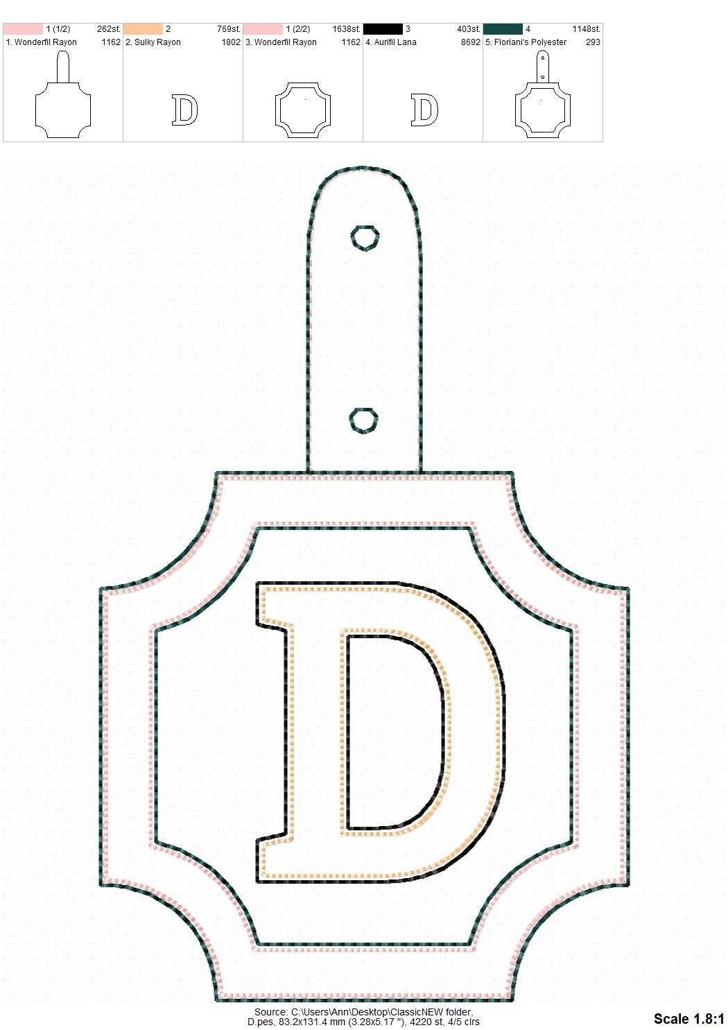 Puffy Puff Foam Classic Monogram Keychain ITH