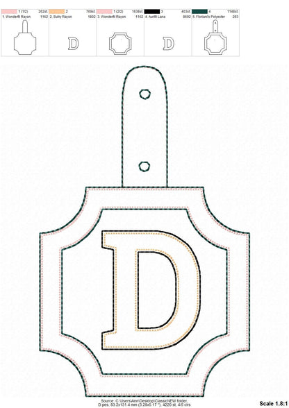 Puffy Puff Foam Classic Monogram Keychain ITH