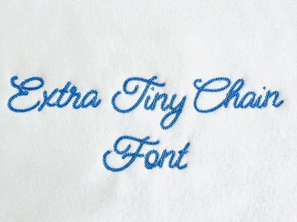 Tiny Chain FONT machine embroidery designs small sizes 1 up to 3 inch