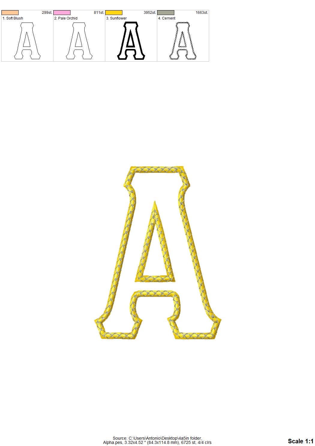 Greek Tall FONT Applique satin stitch and diamond top stitch Monogram