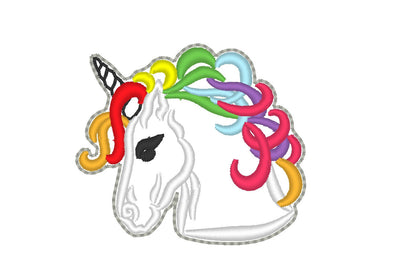 Rainbow pony head outline Key fob feltie machine embroidery, key fob,