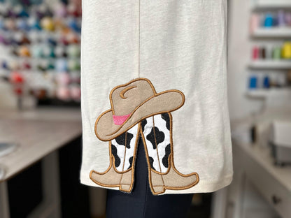 Cowgirl Cowboy Boots and Hat Applique