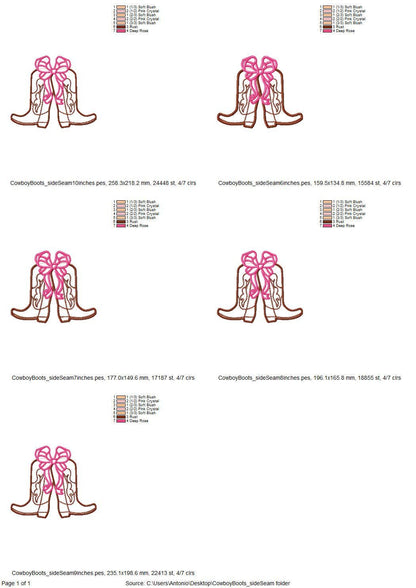 Cowboy Cowgirl Boots and Bow Applique