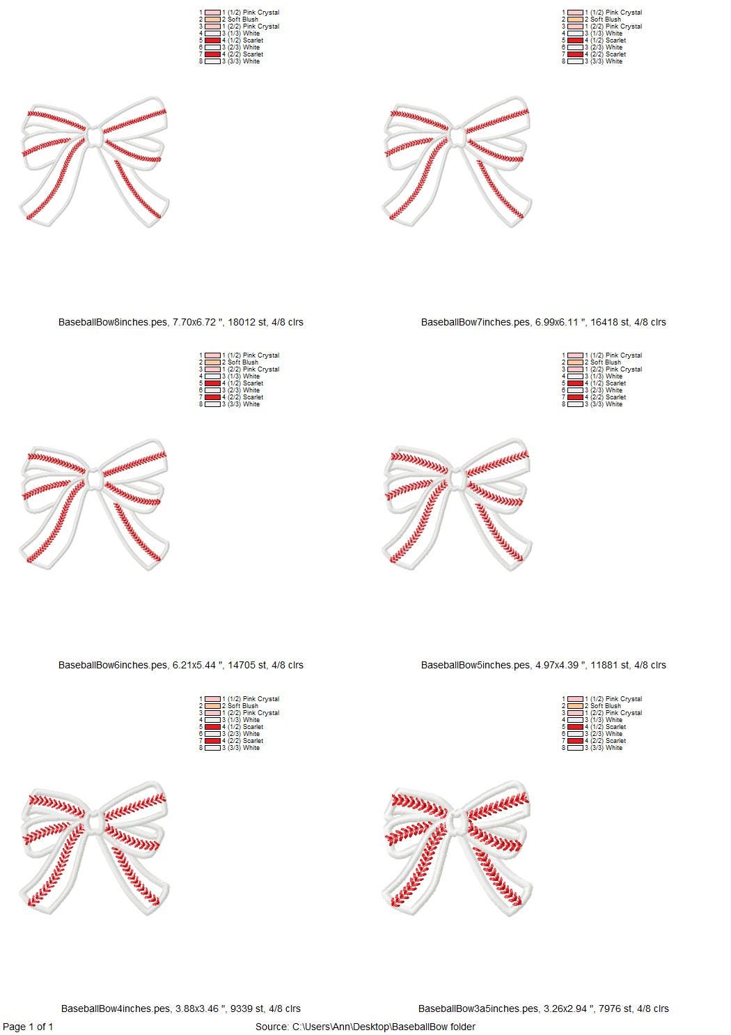 Baseball Stitch Side Bow Applique