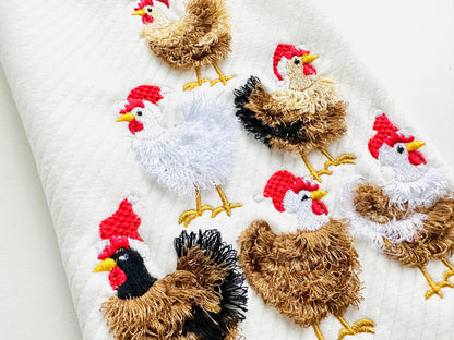 Fringed Christmas Chicken Flock with Santa Hat