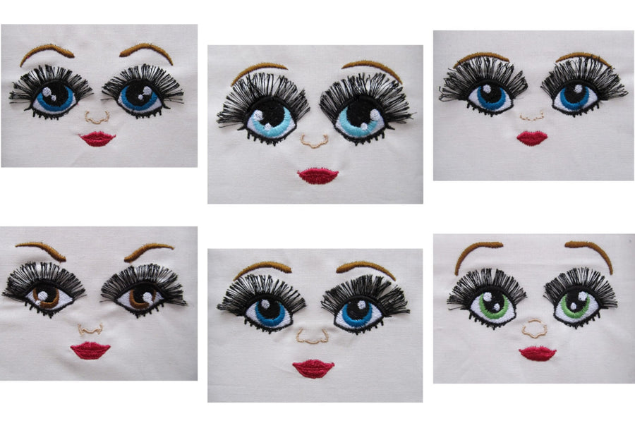 Doll Fringed Eyelashes and Eyes Set of 6