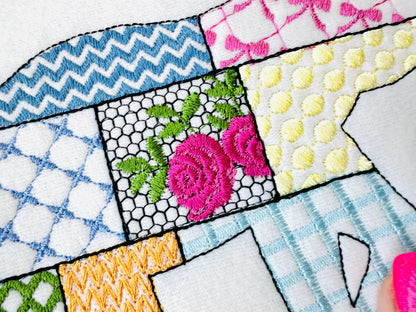 Patchwork Elephant patterned state Elephant silhouette outline machine