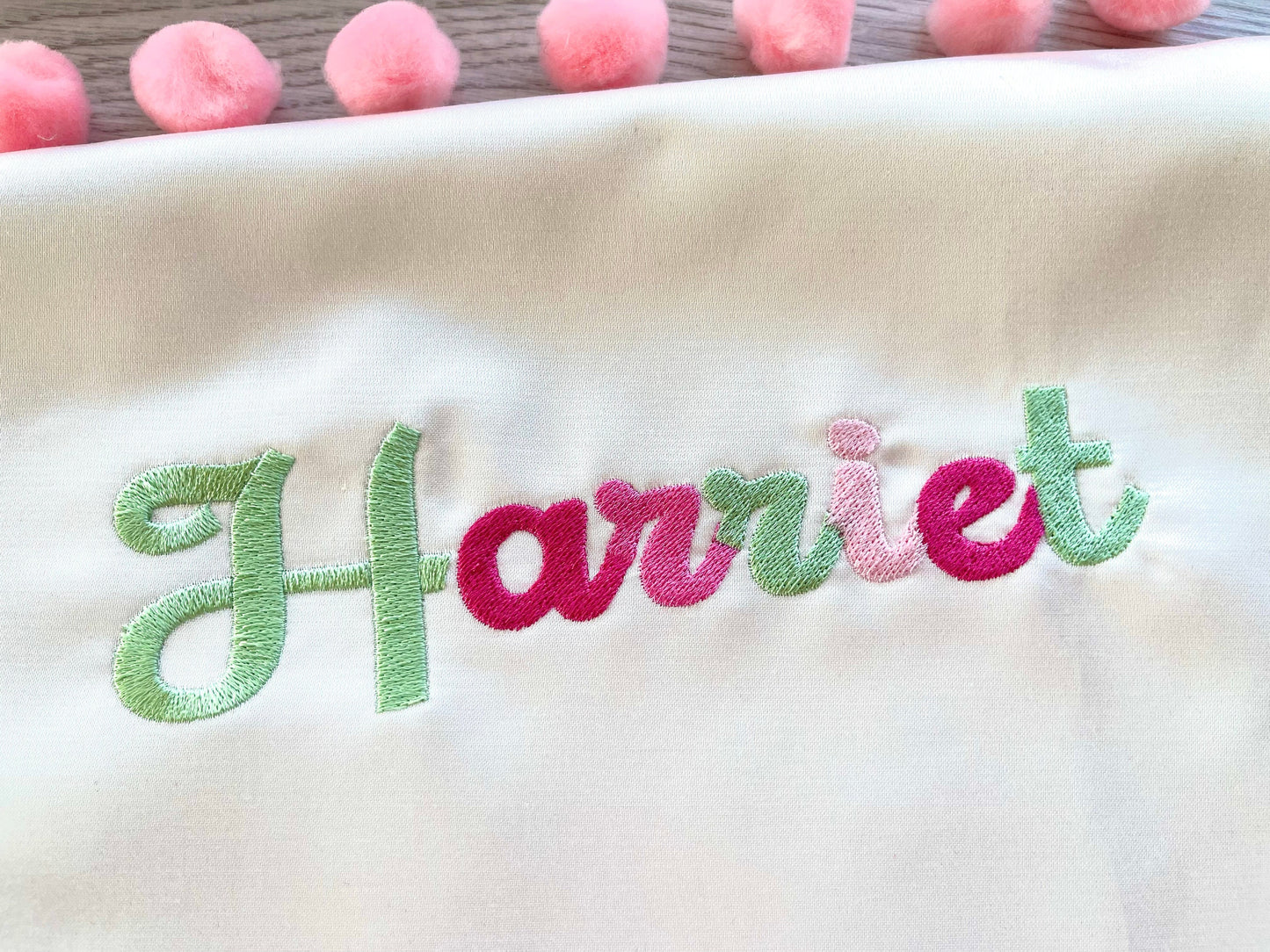 Fill stitch Harriet Font alphabet playful kids baby monogram name