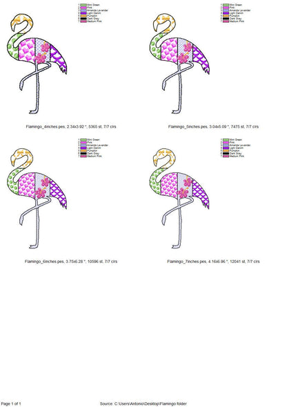 Patchwork Flamingo Bird silhouette outline patterned Flamingo kids