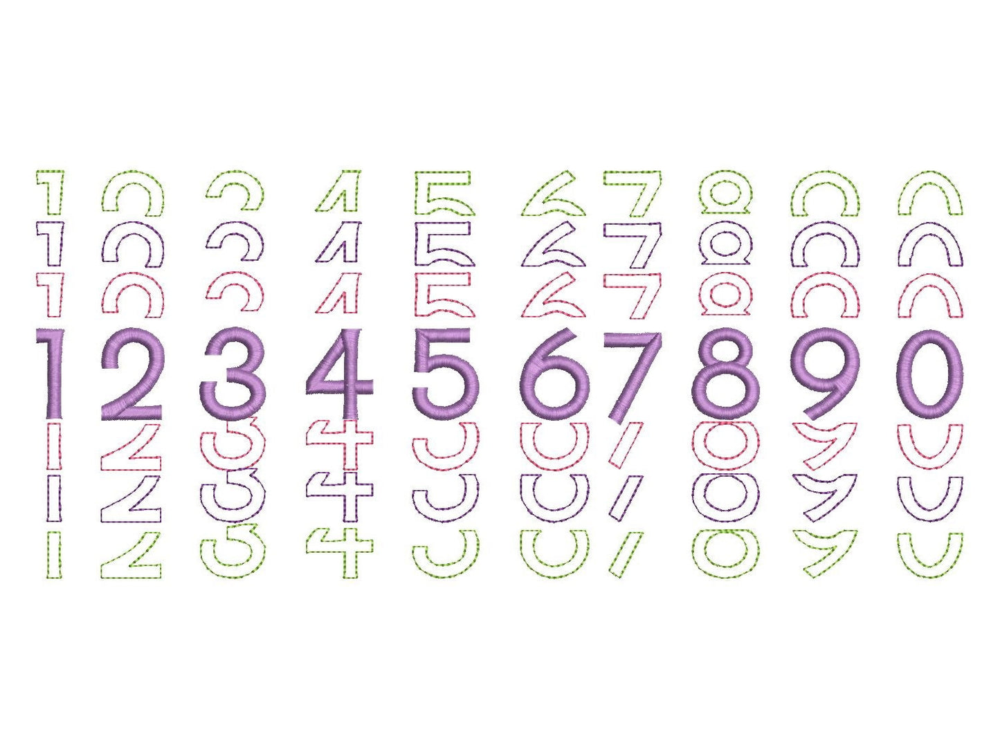 Stacked Font satin stitch and outline trend alphabet letters awesome