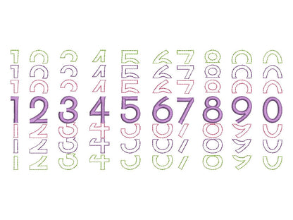 Stacked Font satin stitch and outline trend alphabet letters awesome