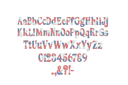 Patchwork American Flag Patterned Font