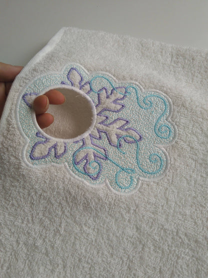 Terry Towel topper hanging snowman embossed embroidery IN THE HOOP