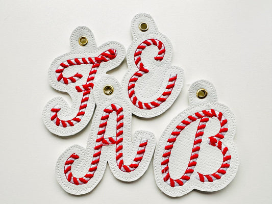Candy Cane Monogram Keychain