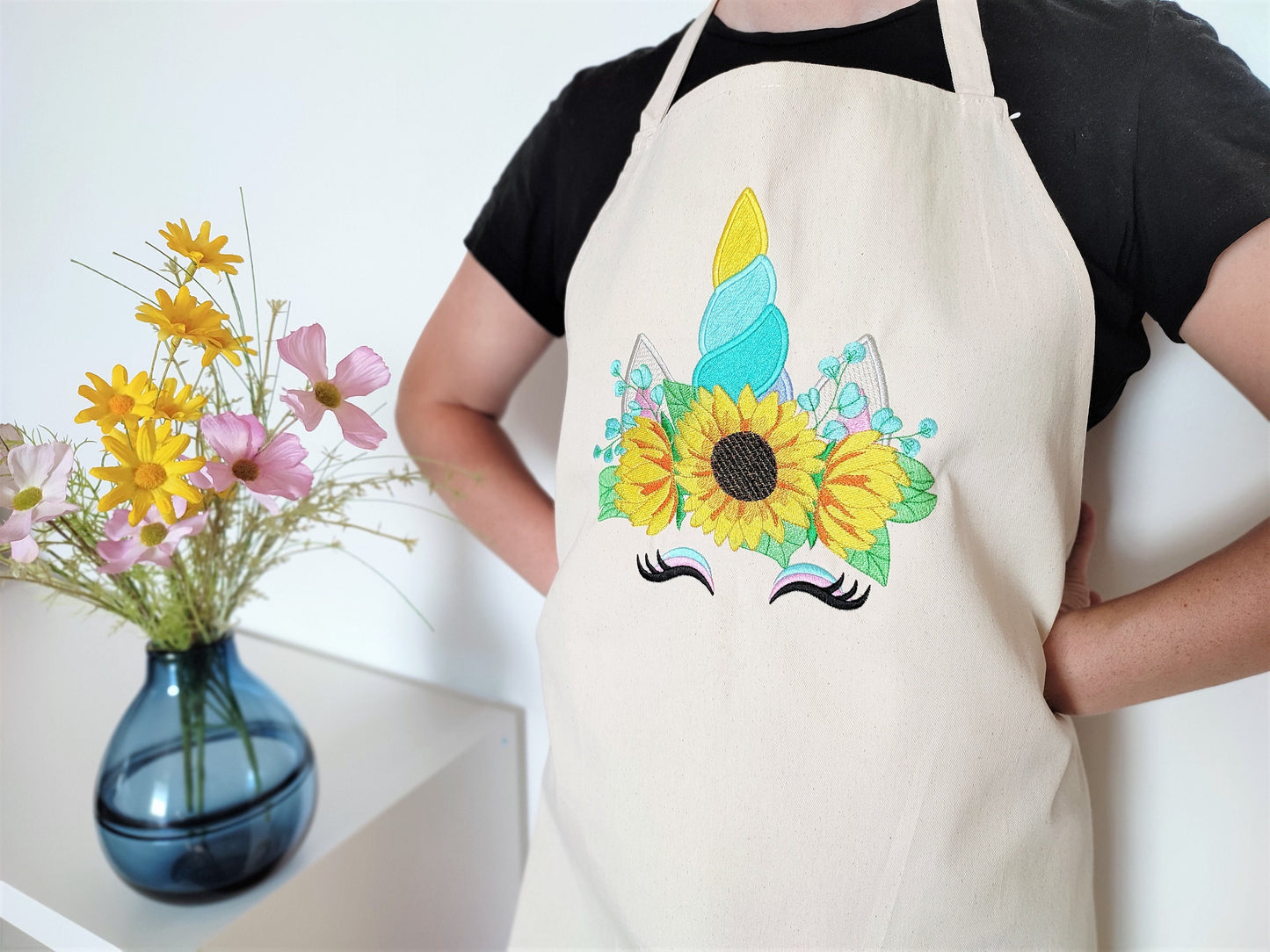 Sunflower Unicorn face, Unicorn head with fall autumn sunflower floral