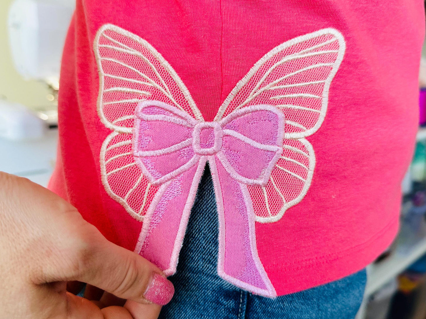 Butterfly Wings Side Bow Applique