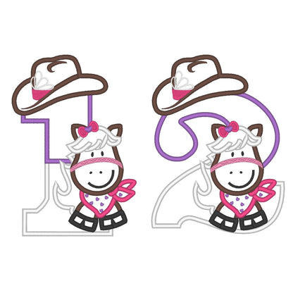 Little Cowgirl Birthday Numbers Set