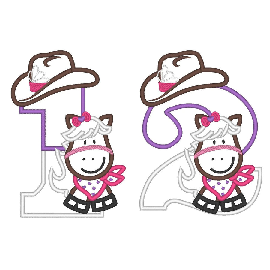Little Cowgirl Birthday Numbers Set