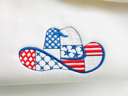 Patchwork Cowboy Hat US flag pattern Hat silhouette outline American