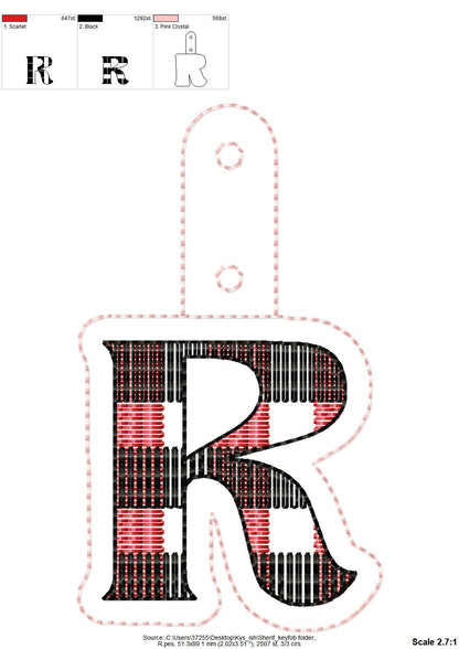 Gingham Buffalo Monogram Keychain