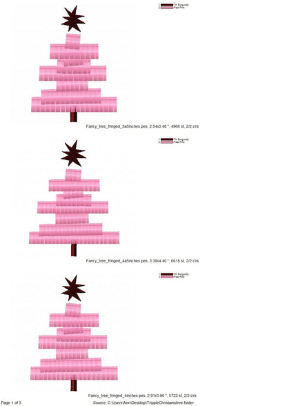 Three Single Fringed Christmas trees