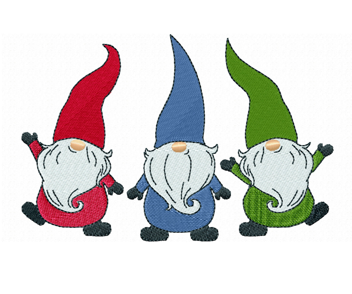 Trio Merry Gnomes in a row