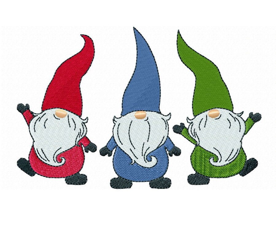 Trio Merry Gnomes in a row