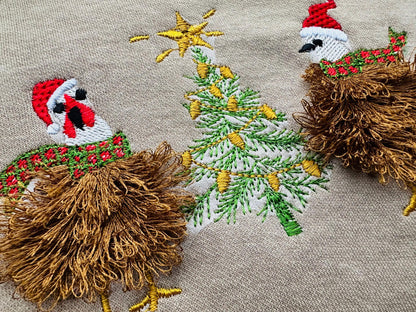 Fringed Santa Chicken and Christmas Tree