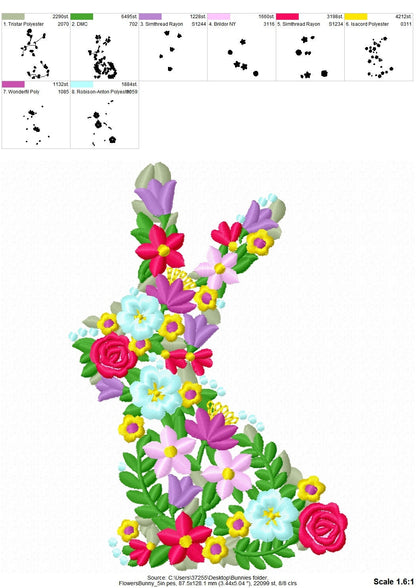 Floral Easter Bunny Outline