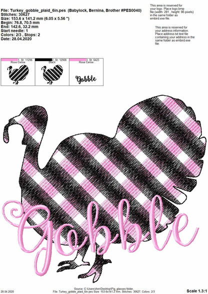 Turkey gobble Plaid check square checkered tartan gingham Turkey