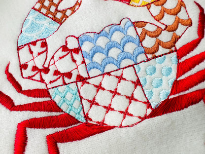 Patchwork Patterned Crab with Pincers