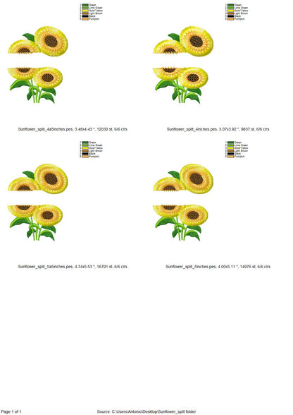 Split Sunflower and mini Font SET Fringed Fluffy Fringe Flower machine