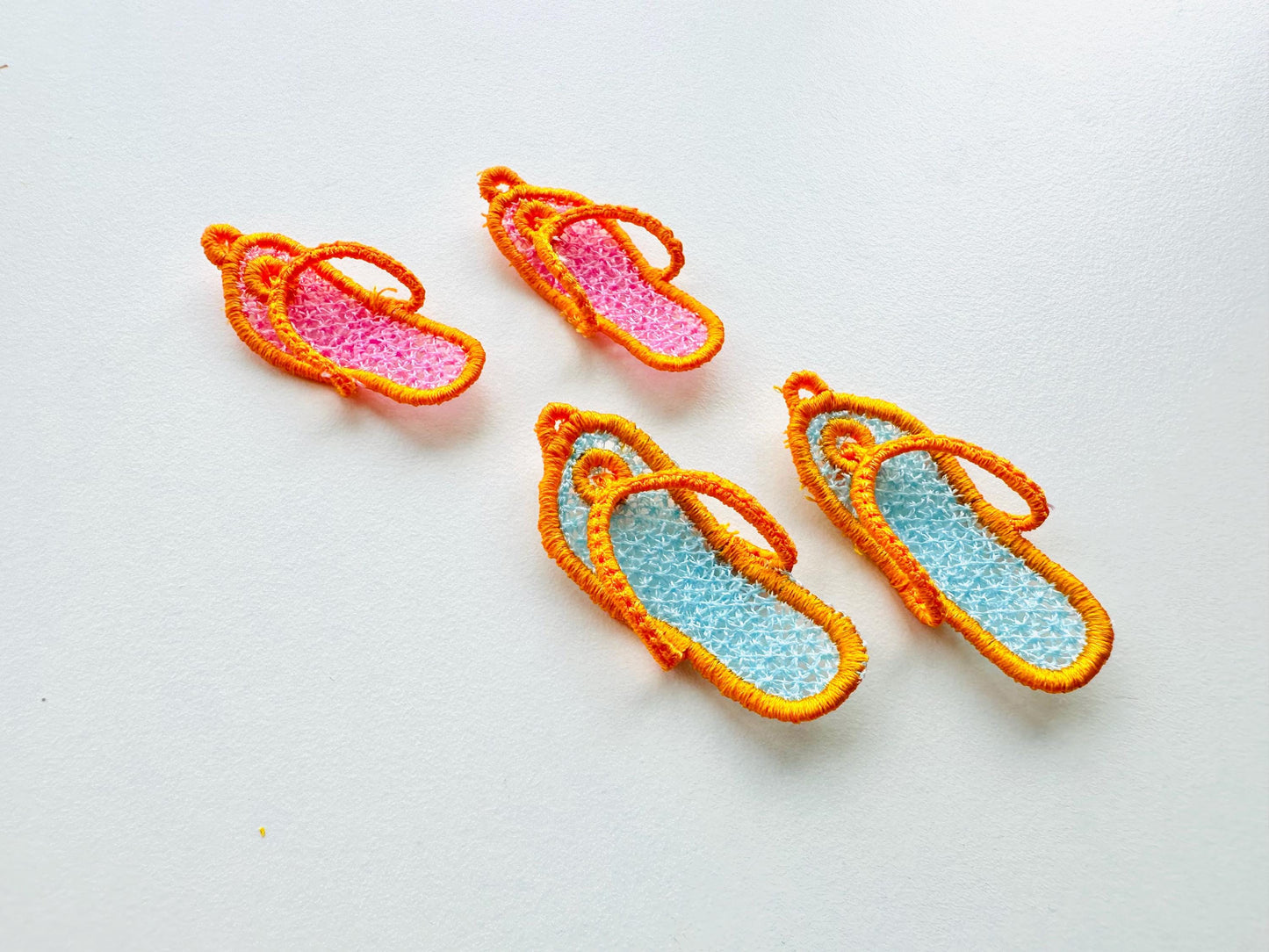 Summer Flip Flops earrings charm FSL freestanding lace 3D dimensional