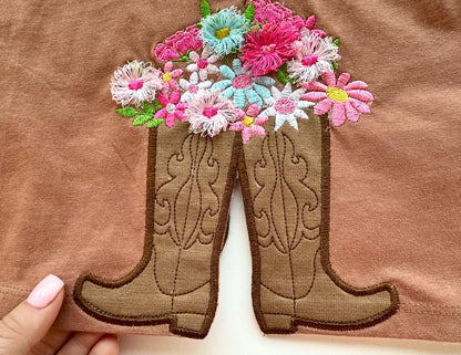Cowboy Cowgirl Boots and Fringed Flower