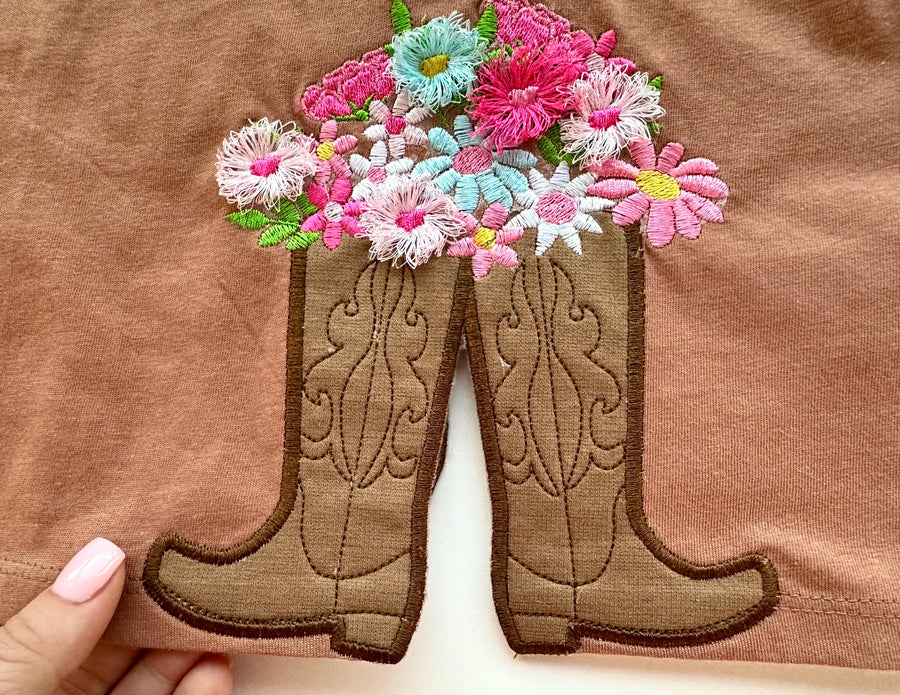 Cowboy Cowgirl Boots and Fringed Flower
