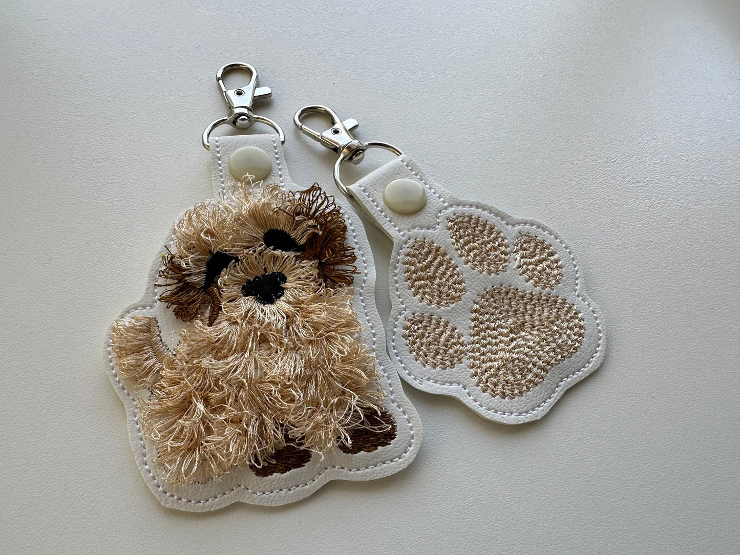 Little Dog Puppy And Paw Keychain