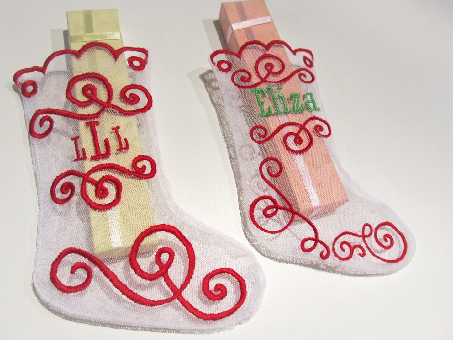 Christmas Lace Transparent Stockings ITH