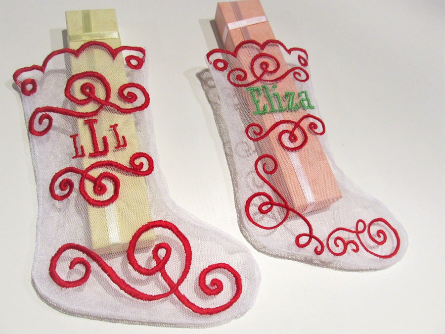 Christmas Lace Transparent Stockings ITH