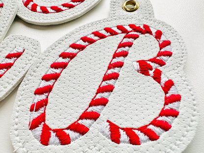 Candy Cane Monogram Keychain