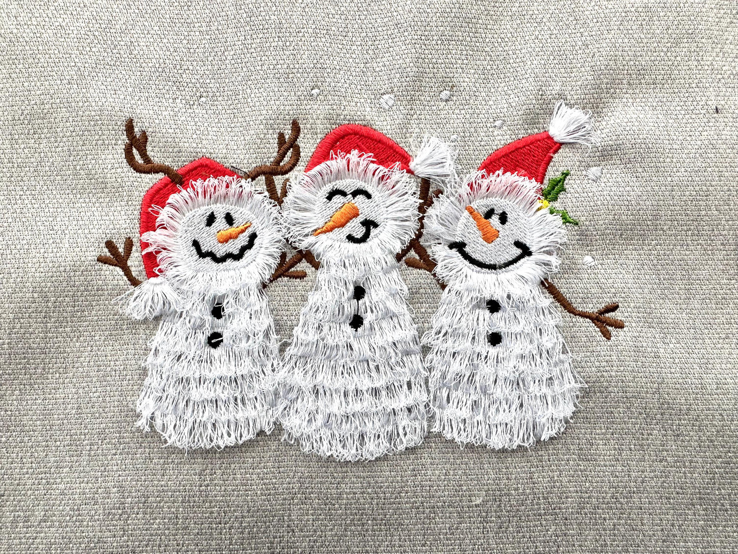Fringed Snowman Friends Trio