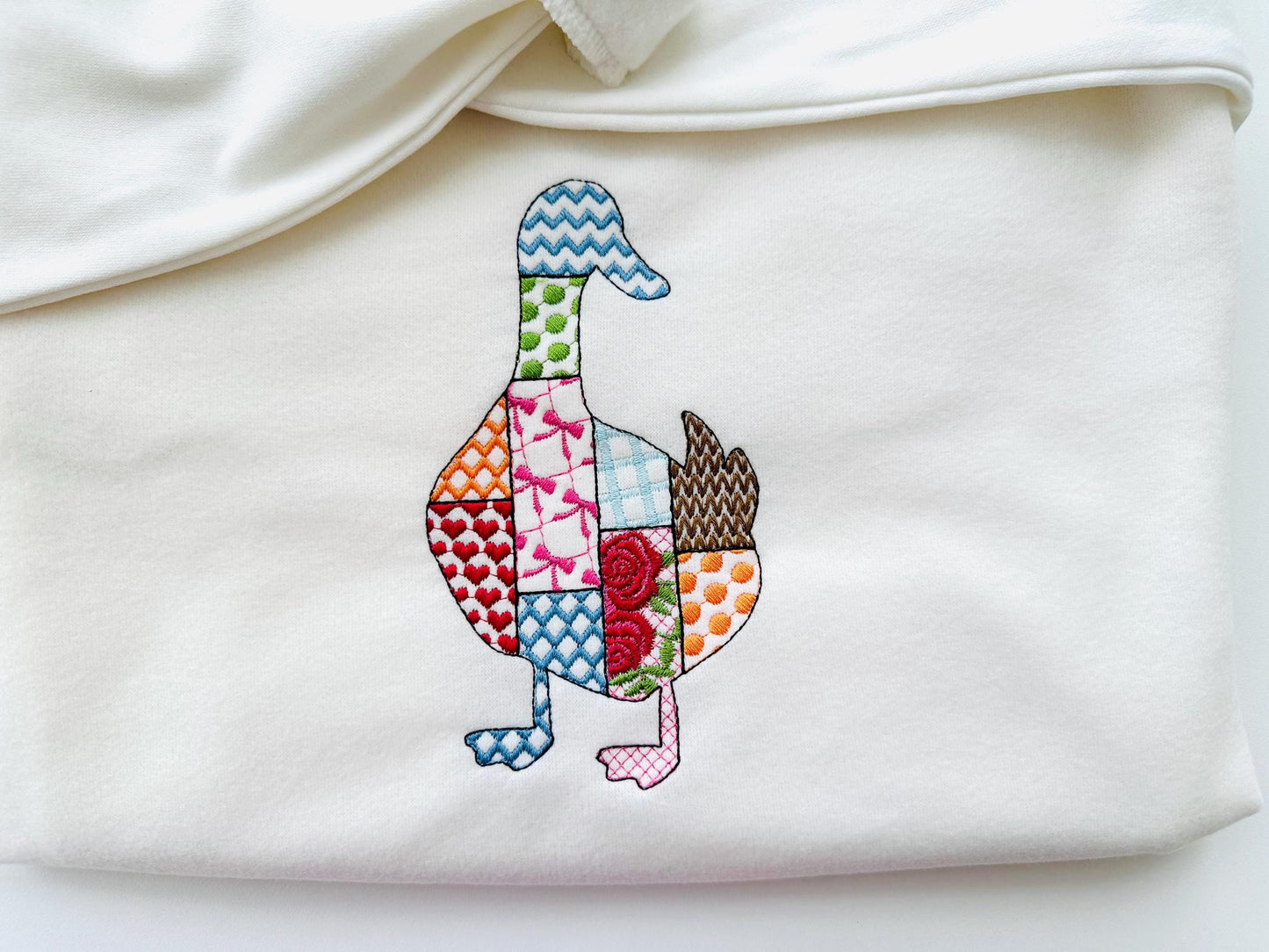 Patchwork Duck Farm bird animal patterned Duck silhouette outline