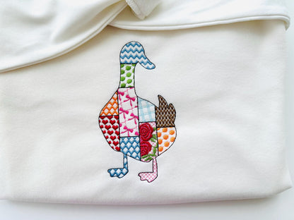 Patchwork Duck Farm bird animal patterned Duck silhouette outline