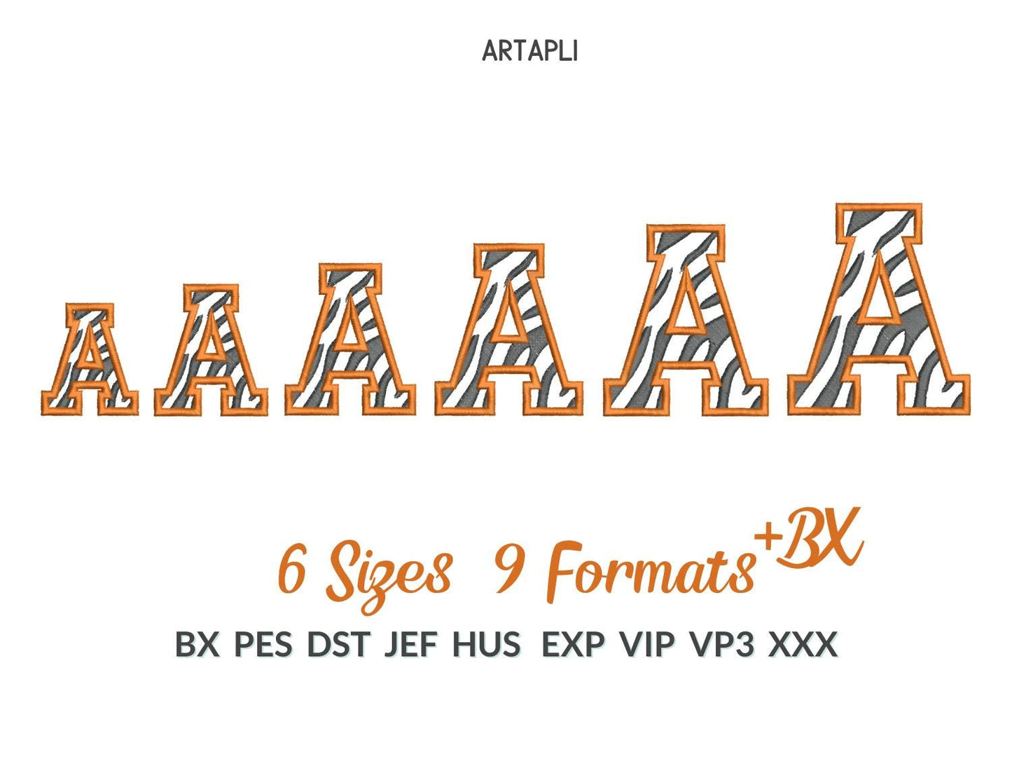 Tiger Print Striped Font Applique