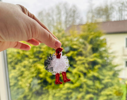 Fringed Chicken Earrings Charm