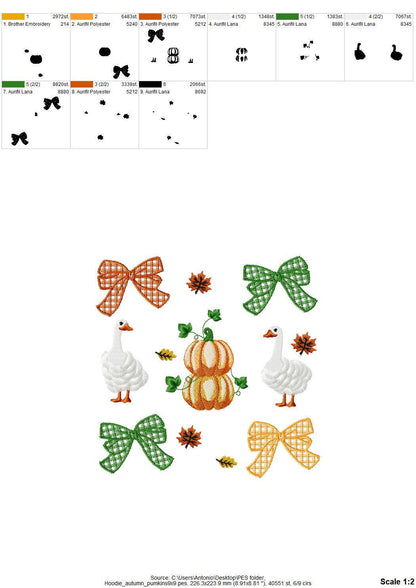 Thanksgiving Fall Pumpkin Goose SET of 5 designs Bows in a row Bow