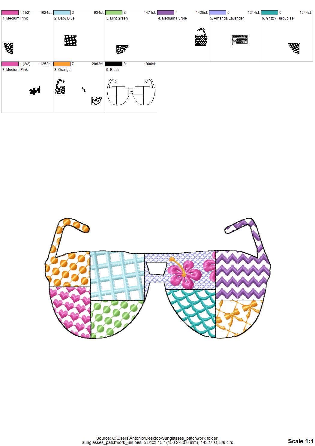 Patchwork Summer Sunglasses beach pool party outfit Sunglasses