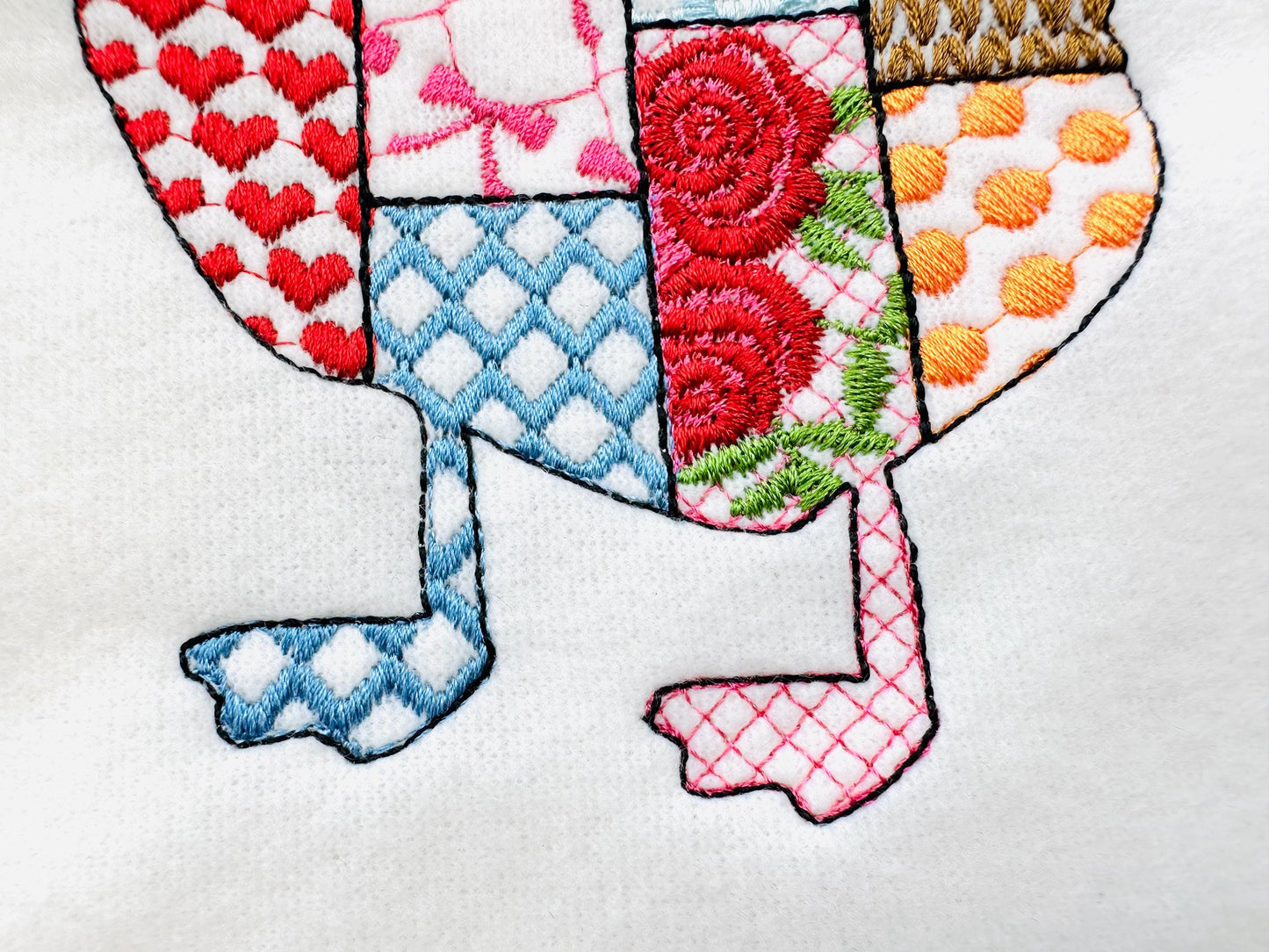 Patchwork Duck Farm bird animal patterned Duck silhouette outline