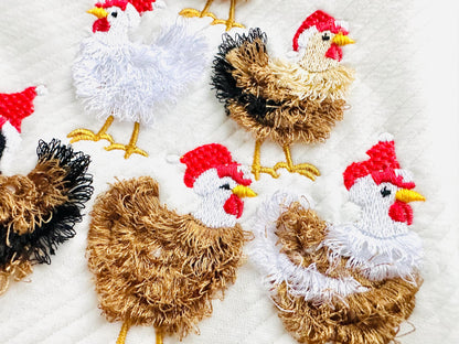 Fringed Christmas Chicken Flock with Santa Hat
