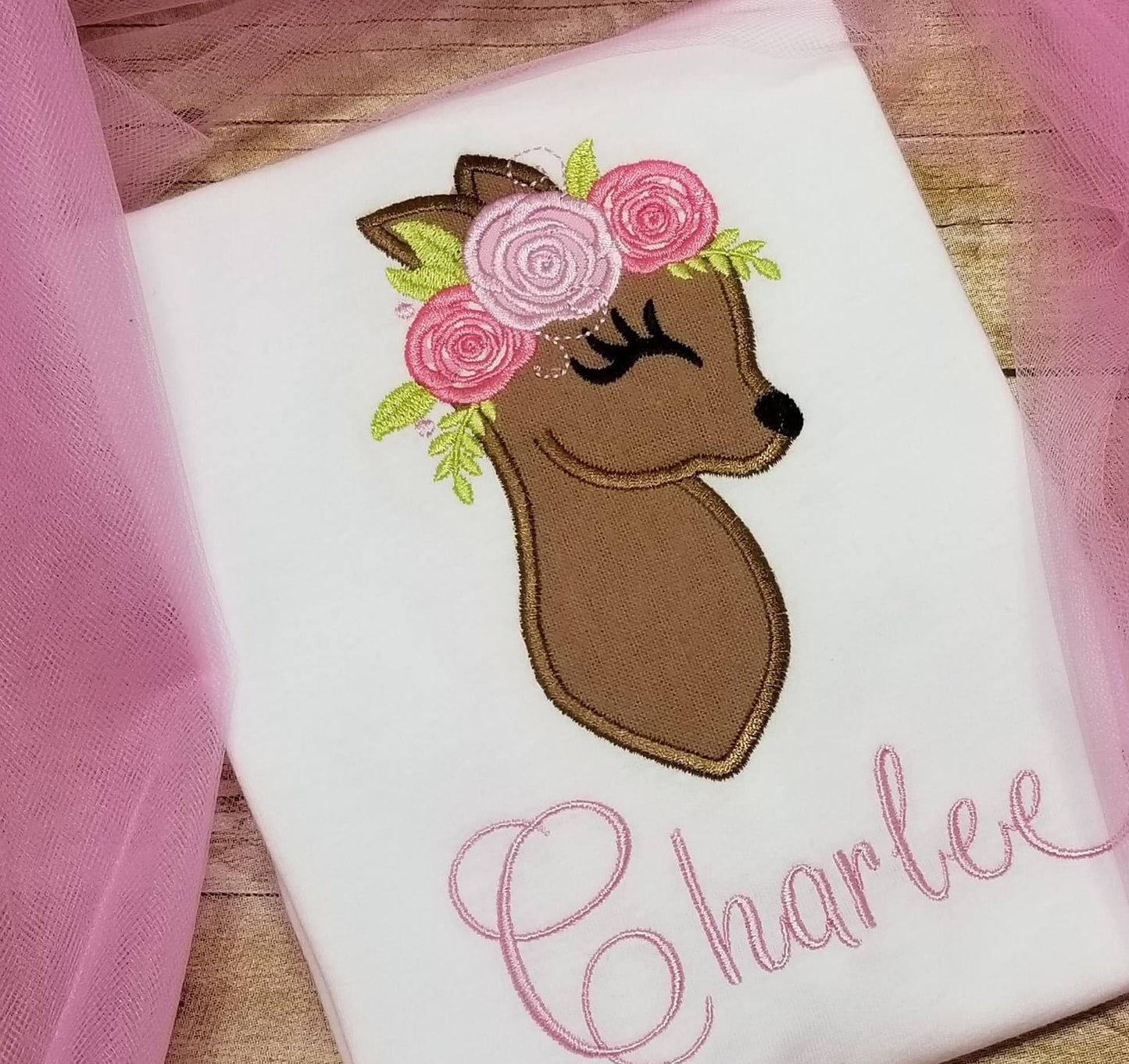 Little Floral Baby Deer Fawn Applique