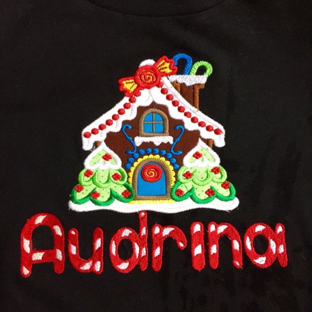 Little Christmas Gingerbread House Applique